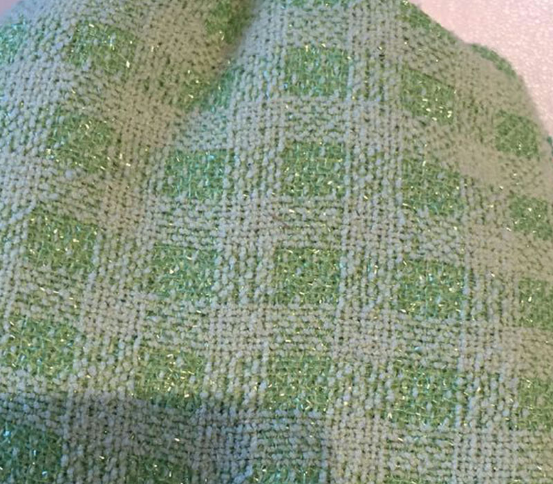 超细纤维亮片格仔刮刷布（绿色）